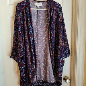 French Laundry Dolman mid-sleeve light cardigan in navy/red diamond pattern 3X